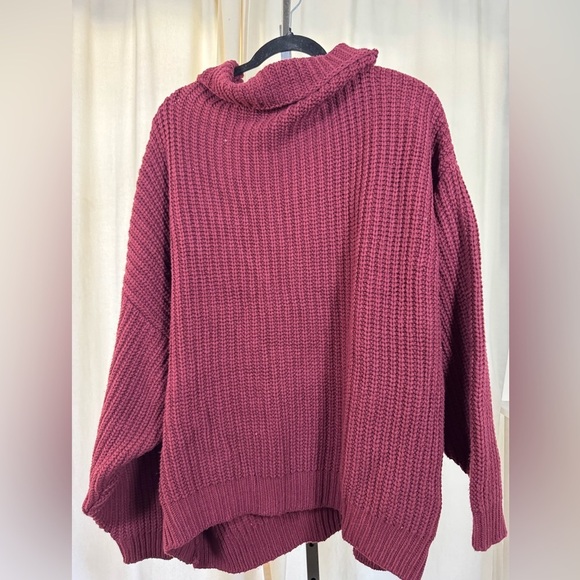 Free People Swim Too Deep Oversized Ribbed Turtleneck Sweater Sz Small Oversize - Picture 2 of 6